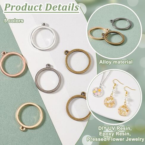 PH PandaHall 100Pcs Open Bezels for Resin Round Open Back Bezels, 5 Colors Hollow Frame Pendants Craft Bezels Jewelry Molds for Jewellery Making Necklace Pendant Earring Making Kit in Saudi Arabia