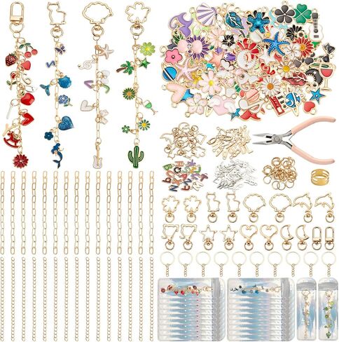 534 قطعة من مجموعة صنع سلسلة المفاتيح DIY مع 228 حلية، بما في ذلك 24 خطافًا لسلسلة المفاتيح و30 سلسلة ممتدة و200 حلقة قفز وزردية ومستلزمات صنع المجوهرات لمجموعة حلقات المفاتيح المخصصة وهدايا عيد الميلاد in Saudi Arabia