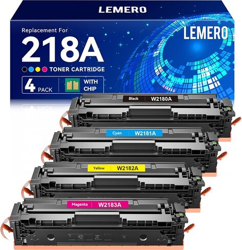 LEMERO 218A Toner Cartridges 4 Pack 218X (with Chip) Compatible Replacement for HP 218A 218X Toner Cartridges Work for HP Color LaserJet Pro MFP 3301cdw 3201dw 3301sdw Printer W2180A W2180X (BCMY-4P) in Kuwait