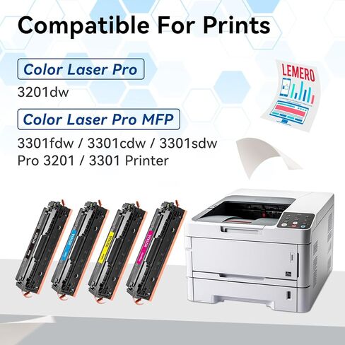 LEMERO 218A Toner Cartridges 4 Pack 218X (with Chip) Compatible Replacement for HP 218A 218X Toner Cartridges Work for HP Color LaserJet Pro MFP 3301cdw 3201dw 3301sdw Printer W2180A W2180X (BCMY-4P) in Kuwait