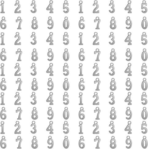 100 Pcs 0-9 Number Charms for Jewelry Making,Metal Number Charms for Bracelets Necklaces Earring DIY Craft Keychains Gift Tag Box Card Packaging Decoration in Saudi Arabia