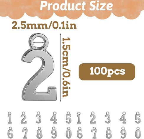 100 Pcs 0-9 Number Charms for Jewelry Making,Metal Number Charms for Bracelets Necklaces Earring DIY Craft Keychains Gift Tag Box Card Packaging Decoration in Saudi Arabia