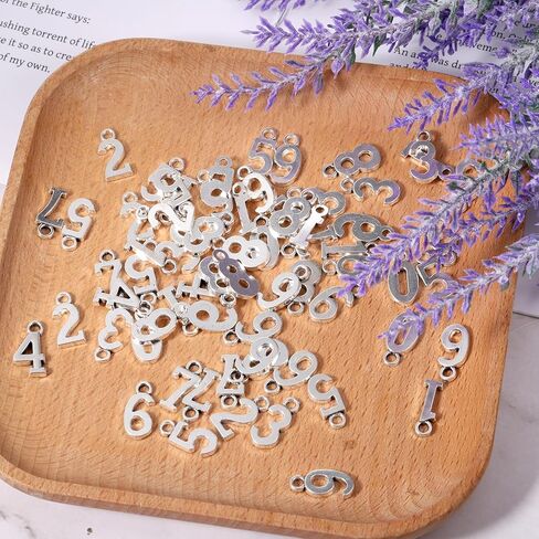100 Pcs 0-9 Number Charms for Jewelry Making,Metal Number Charms for Bracelets Necklaces Earring DIY Craft Keychains Gift Tag Box Card Packaging Decoration in Saudi Arabia