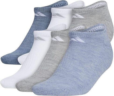 adidas Athletic No Show Socks 6-Pair White/Grey Marl/White/Clear Mint/Acid Orange/Bliss MD (Women's shoe size 5-10) in Saudi Arabia