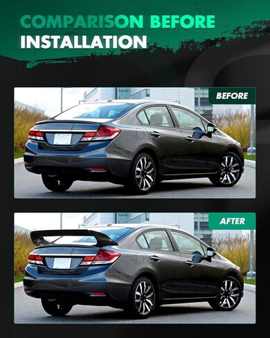 SCITOO Spoiler Wing Fit for Honda Civic Sedan 4-Door 2006-2015 Mugen Style Matt Black Rear Trunk Lid Spoiler Wing in Saudi Arabia