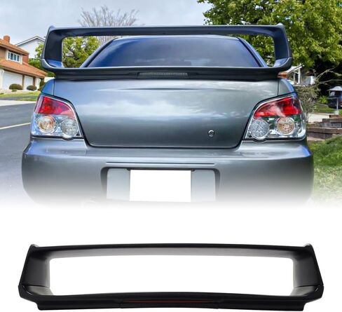 Trunk Spoiler Compatible with 2002-2007 Subaru Impreza WRX Sedan, ABS Plastic Unpainted Black STI Style W/LED Rear Trunk Tail Lid Racing Spoiler Wing in Saudi Arabia