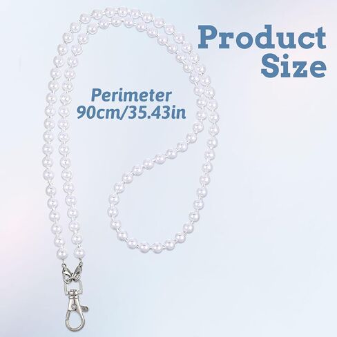 Larrel Pearls Lanyard for Women, White Pearl Necklace Lanyards for Teacher, Fashion Pearls Beaded Lanyard for ID Badge Holder, Keychain, Necklace Strap and Name Tag in Saudi Arabia