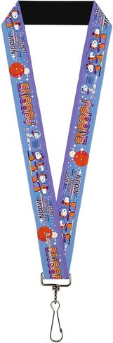 Buckle-Down Peanuts Lanyard, Peanuts Astronaut Snoopy Launch Poses White Multi Color, Elastic in Saudi Arabia