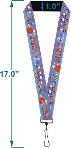 Buckle-Down Peanuts Lanyard, Peanuts Astronaut Snoopy Launch Poses White Multi Color, Elastic in Saudi Arabia