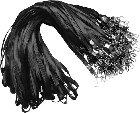 120 قطعة من الحبل الأسود المسطح الفاخر مع خطاف J دوار لحامل شارة اسم الهوية، VIP، المدرسة، الأطفال، المدرب، المؤتمر، المهرجانات ومفاتيح التعليق in Kuwait