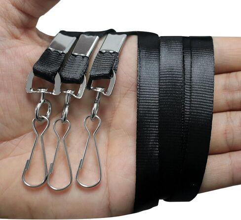 120 قطعة من الحبل الأسود المسطح الفاخر مع خطاف J دوار لحامل شارة اسم الهوية، VIP، المدرسة، الأطفال، المدرب، المؤتمر، المهرجانات ومفاتيح التعليق in Kuwait