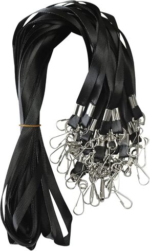 120 قطعة من الحبل الأسود المسطح الفاخر مع خطاف J دوار لحامل شارة اسم الهوية، VIP، المدرسة، الأطفال، المدرب، المؤتمر، المهرجانات ومفاتيح التعليق in Kuwait