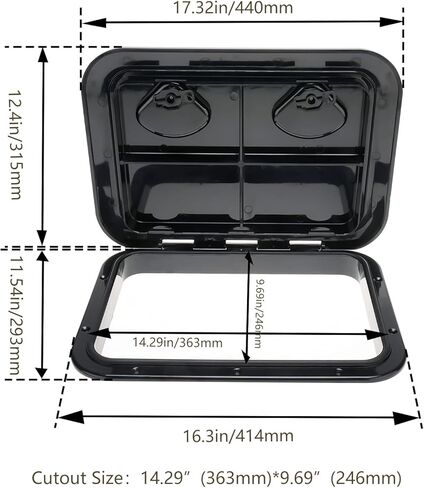 Amarine Made Marine Deck Hatch Hatch Access Hatch & Lid 12-3/8" X 17-1/4" - أبيض - 315 مم × 440 مم (أبيض) in Saudi Arabia