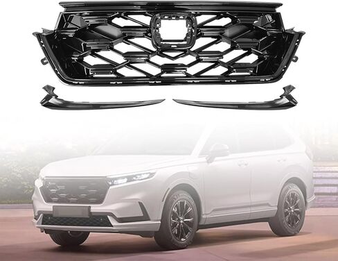 Front Bumper Upper Grille Grill Compatible with Hon-da CRV Sport Hybrid EX LX Touring Turbo 2023 2024 W/Headlight Trim Molding Gloss Black in Saudi Arabia