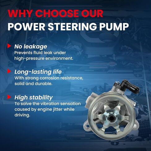 MOCA Power Steering Pump Compatible with 08-12 for Honda Accord EX 2.4L, 11-12 for Honda Accord SE 2.4L, 08-12 for Honda Accord LX-S 2.4L L4 144cid/ 2354cc in Saudi Arabia