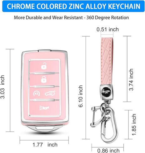 QBUC لغطاء مفتاح Jeep Fob متوافق مع 2021 2022 2023 2024 Grand Cherokee L Wagoneer Smart 5 Button Key Shell Key Case in Kuwait