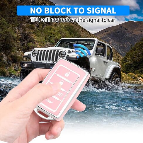 QBUC لغطاء مفتاح Jeep Fob متوافق مع 2021 2022 2023 2024 Grand Cherokee L Wagoneer Smart 5 Button Key Shell Key Case in Kuwait