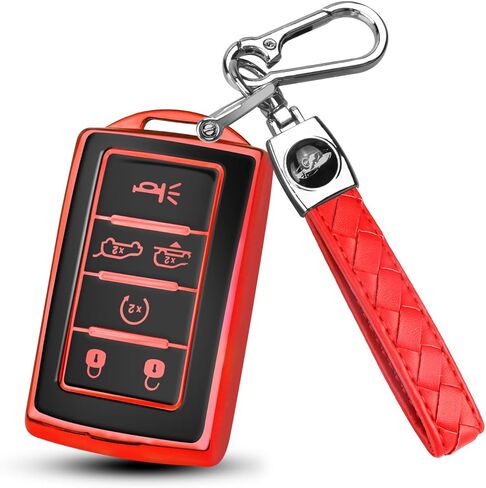 QBUC لغطاء مفتاح Jeep Fob متوافق مع 2021 2022 2023 2024 Grand Cherokee L Wagoneer Smart 5 Button Key Shell Key Case in Kuwait