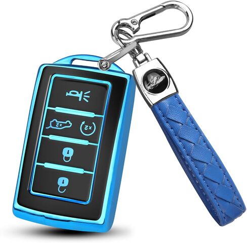 QBUC لغطاء مفتاح Jeep Fob متوافق مع 2021 2022 2023 2024 Grand Cherokee L Wagoneer Smart 5 Button Key Shell Key Case in Kuwait
