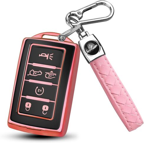QBUC لغطاء مفتاح Jeep Fob متوافق مع 2021 2022 2023 2024 Grand Cherokee L Wagoneer Smart 5 Button Key Shell Key Case in Kuwait