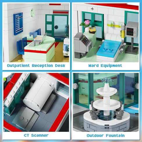 City Hospital Building Block Set, Architecture Building Set for Adults with Ambulance, Miniature Hospital World, Detailed Craftsmanship & Immersive Roleplay for Collectors & Gifts, 1888Pcs in Saudi Arabia