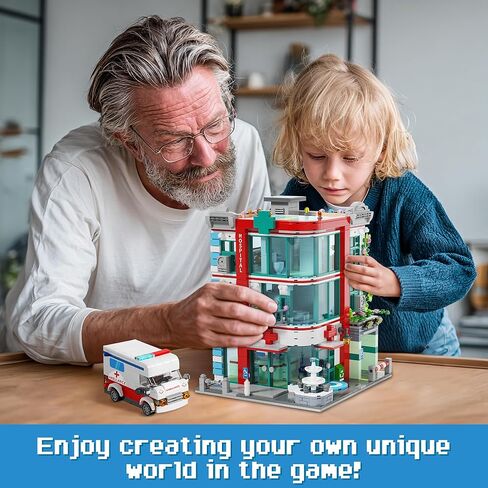 City Hospital Building Block Set, Architecture Building Set for Adults with Ambulance, Miniature Hospital World, Detailed Craftsmanship & Immersive Roleplay for Collectors & Gifts, 1888Pcs in Saudi Arabia