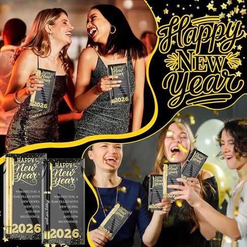 30 Sets Happy New Year Gifts Bulk 2026 Inspirational Ballpoint Pens with Blessing Cards Black and Gold Metal Pen Gifts for New Year Coworkers Friends Family Party Favor in Saudi Arabia