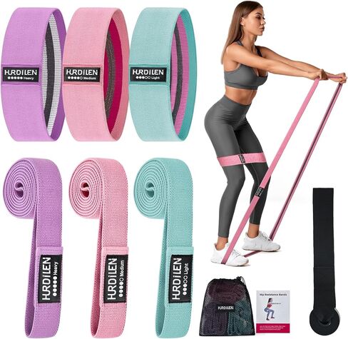 مجموعة أربطة مقاومة للتمرين، 3 قطع من أربطة السحب و3 قطع من أربطة المساعدة مع مرساة باب للساقين والأرداف والورك وأشرطة حلقات من القماش لتمارين رياضية والمنزل والمكتب in Kuwait