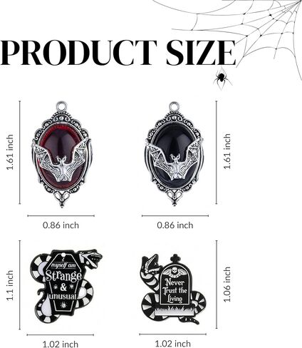 Gothic Car Accessories – 4 Pcs Bat & Snake Air Vent Fresheners, Vampire Bat Clips with Red & Black Gems, Gothic Quote Charms, Retro Frame Spooky Car Decor for Halloween & Dark Aesthetic Lovers in Saudi Arabia