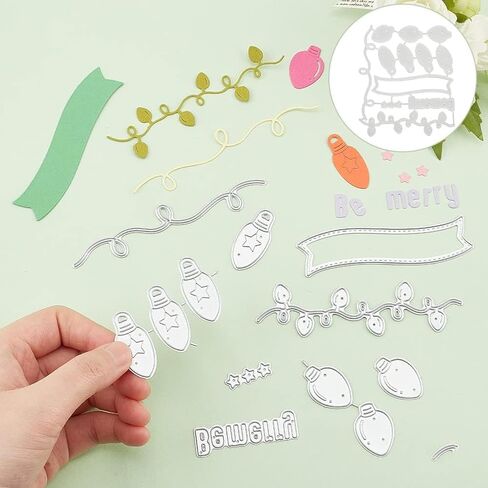 String Light Pattern Cutting Dies, Wedding Party Decor Metal Die Cuts Embossing Stencil for Birthday Festival Wedding Card Making Scrapbooking Making in Saudi Arabia
