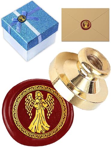 قطعة واحدة من رأس ختم الشمع النحاسي الملائكي، ختم شمع الملاك والجنية، رأس نحاسي بديل للأظرف ودعوة الزفاف وتغليف هدايا عيد الشكر، 25 × 14.5 مم in Saudi Arabia