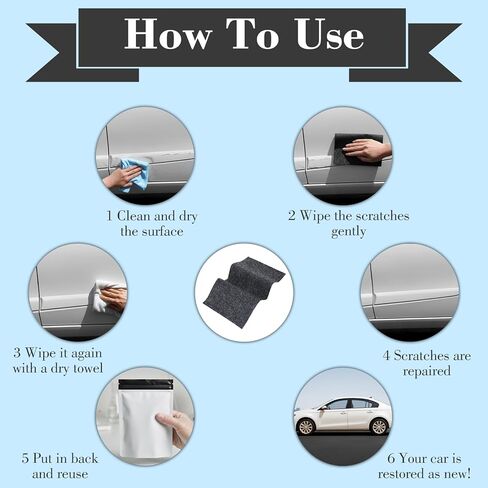 Thinp 5 Pcs Nano Sparkle Cloth for Car Scratches, Car Scratches Remover Upgrade Nano Magic Cloth Multi-Purpose Nanos Wipe Cloths to Easily Repair Paint Scratch, Water Spots in Saudi Arabia