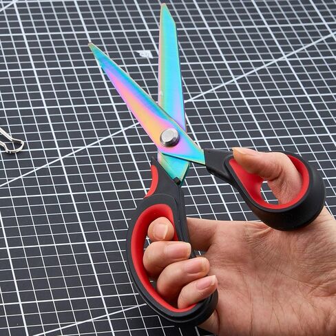Fabric Scissors - 1 Pack Multicolored Ambidextrous Bypass Stainless Steel Tailor Scissors in Saudi Arabia