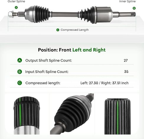 2 Pack Front CV Axle Shaft Assembly fits for Ford Escape S&SE 2013-2016 2.5L only for FWD, Naturally Aspirated, Driver and Passenger Side, For 66-2284, 66-2362 in Saudi Arabia