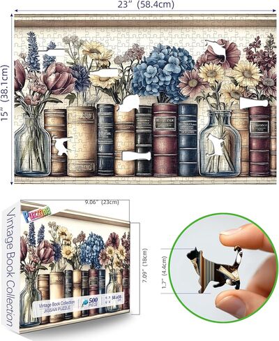 ألغاز مكونة من 500 قطعة للبالغين، مجموعة كتب Wildflower Vintage وألغاز الصور المقطوعة للزهور للبالغين، والأسرة، والديكور، ولعبة الحفلات، الحجم النهائي 23 بوصة × 15 بوصة in Kuwait