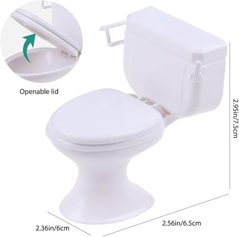 2 Pcs White Plastic Decoration 1:12 House Toilet House Bathroom Furniture Mini Toilet Cake Decoration for House Accessories Dollhouse Décor in Saudi Arabia
