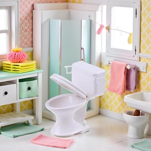 2 Pcs White Plastic Decoration 1:12 House Toilet House Bathroom Furniture Mini Toilet Cake Decoration for House Accessories Dollhouse Décor in Saudi Arabia