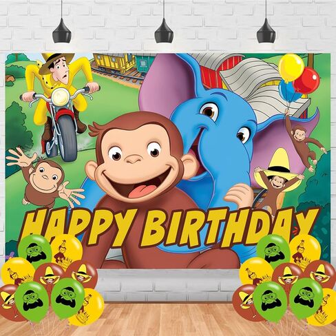 George Monkey Party Supplies5x3FT,George Monkey Backdrop,Cartoon Monkey Theme Happy Birthday Party Banner for Boys and Girls Cartoon Anime Party Decoration in Saudi Arabia