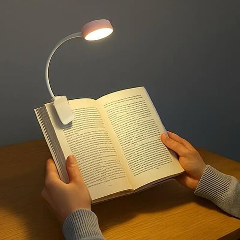 قطعة واحدة من مصباح القراءة بمشبك سطوع قابل للتعديل مع 3 خيارات ألوان - مصباح طاولة LED قابل للتعتيم، ديكور الغرفة (بدون بطارية)، أبيض in Kuwait