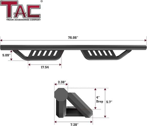 لوحات الجري TAC Sidewinder تناسب 2015-2025 Chevy Colorado/GMC Canyon Crew Cab 4 بوصة قطرة جانبية خطوة Nerf Bar Rocker Slider Pickup Truck الملحقات الخارجية قطعتان in Saudi Arabia
