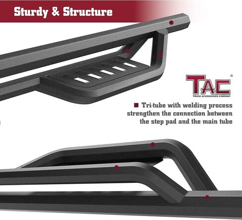 لوحات الجري TAC Sidewinder تناسب 2015-2025 Chevy Colorado/GMC Canyon Crew Cab 4 بوصة قطرة جانبية خطوة Nerf Bar Rocker Slider Pickup Truck الملحقات الخارجية قطعتان in Saudi Arabia