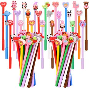 LiYiQ 50 Pcs Valentine's Day Animal Gel Ink Pen Fun Pens Kawaii Heart Capybara Frog Panda Shape Black Pen, Cute Pens for Office Home Student Present in Kuwait