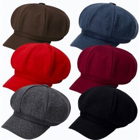 6 Pieces Women Newsboy Cap Warm Wool Visor Beret Hats Octagonal Cap Soft Newsboy Hats Vintage Cabbie Paperboy Hat in Kuwait