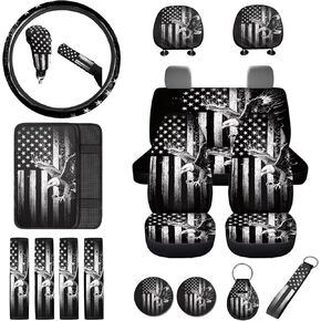 18Pcs Strawberry Car Seat Cover Set Split Covers with Steering Wheel Cover,Headrest Cover Car Cup Holder Coasters,Seat Belt Covers Armrest Cover Protector Handbrake Cover and Key Chain in Kuwait