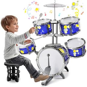 TWFRIC مجموعة طبول لعبة للأطفال الذين تتراوح أعمارهم بين 3-5 سنوات مجموعة طبول الجاز مع 5 طبول ألعاب الآلات الموسيقية لهدايا الأولاد والبنات من عمر 3 4 5 سنوات in Kuwait
