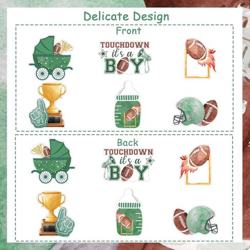 كرة القدم طفل دش الديكور الصبي، 24pcs Touchdown It's a Boy الديكور الجدول المركزية عصا الرجبي الديكور الجدول لكرة القدم الرياضة استحمام الطفل الجنس تكشف الديكور in Saudi Arabia
