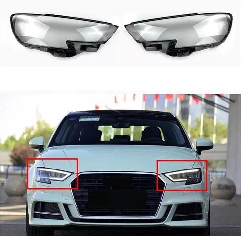 L/R Headlights Shell Compatible For Audi A3 S3 2017 2018 2019 2020 Headlights Lens Cover Transparent Lampshade Clear Car Headlamp Cover in Saudi Arabia