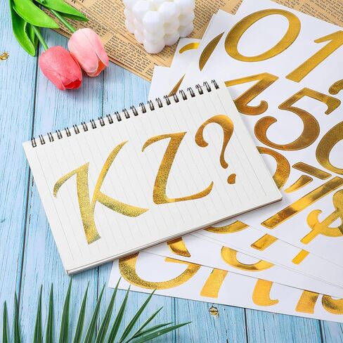 8 أوراق 100 قطعة كبيرة من ملصقات الحروف المخطوطة اللامعة الكبيرة، حروف ذهبية 3 بوصة للجدار الذهبي الفينيل ملصقات أرقام الأبجدية ذاتية اللصق حروف لوحة إعلانات ذهبية لصندوق بريد لوحة الملصقات in Saudi Arabia