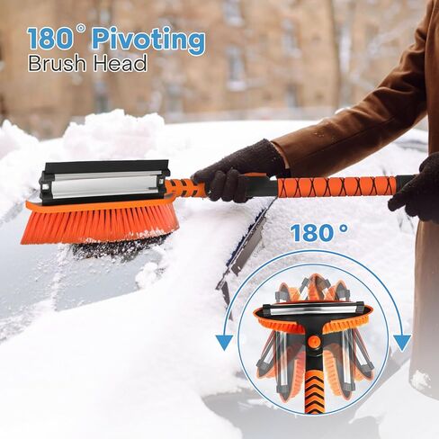 41.5" Extendable Ice Scraper and Brush for Car Windshield, 4 in 1 Snow Shovel Snow Brush Scraper Kit with Foam Grip and 180° Pivoting Brush Head, for Cars, Trucks, SUVs, Vehicle in Saudi Arabia