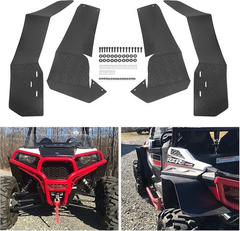 اللوحات الطينية ذات الحاجز الممتد من HECASA المتوافقة مع Polaris RZR S 900 RZR S 1000 2015-2019 RZR S 4 900 2015-2016 4 قطع UTV Mud Guards Flap Set مجموعة أمامية وخلفية in Saudi Arabia